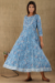 Picture of Gorgeous Cotton Steel Blue Readymade Gown