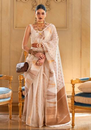 Buy Sarvada Printed Banarasi Silk Blend White Sarees Online @ Best Price In  India | Flipkart.com