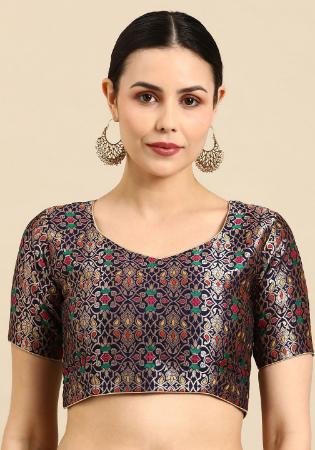 Picture of Shapely Silk Navy Blue Designer Blouse