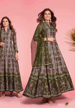 Picture of Charming Silk Grey Readymade Gown