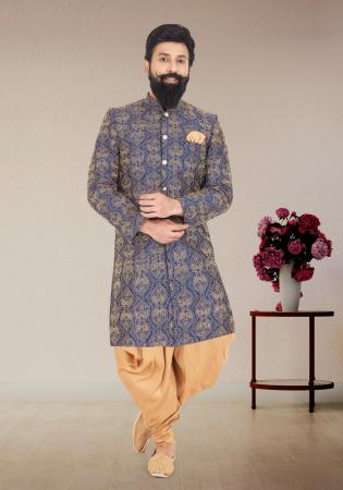Picture of Enticing Silk Dim Gray Indo Western