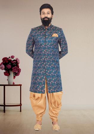 Picture of Ravishing Silk Midnight Blue Indo Western