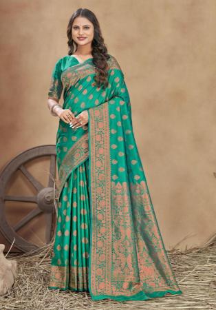 Picture of Sublime Silk Teal Saree