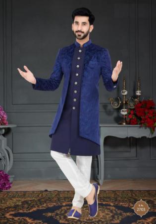 Picture of Lovely Georgette Dark Slate Blue Indo Western