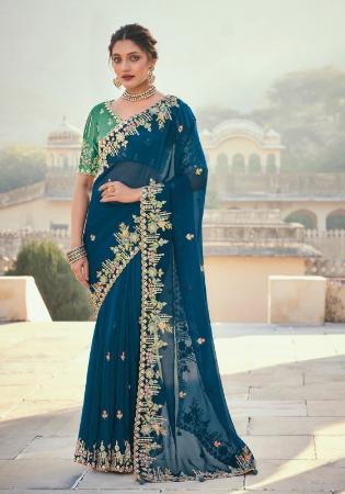 Picture of Marvelous Organza Midnight Blue Saree