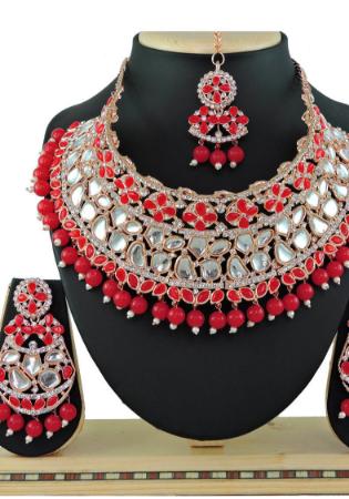 Picture of Appealing Dark Red Necklace Set