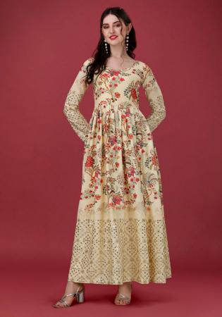 Picture of Sightly Georgette & Silk Tan Readymade Gown