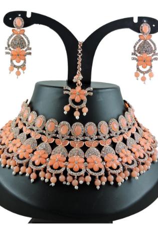Picture of Excellent Indian Red Necklace Set