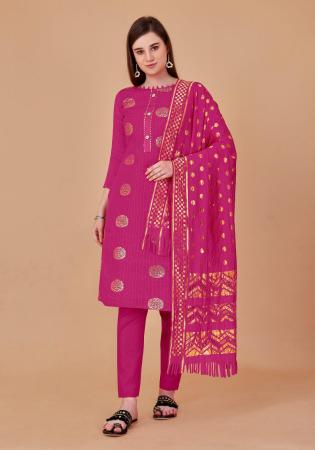 Picture of Cotton Medium Violet Red Straight Cut Salwar Kameez