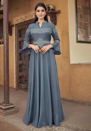 Picture of Ideal Georgette Slate Grey Readymade Gown