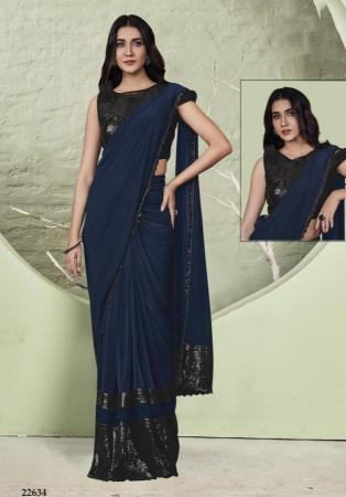 Picture of Beautiful Lycra Midnight Blue Saree