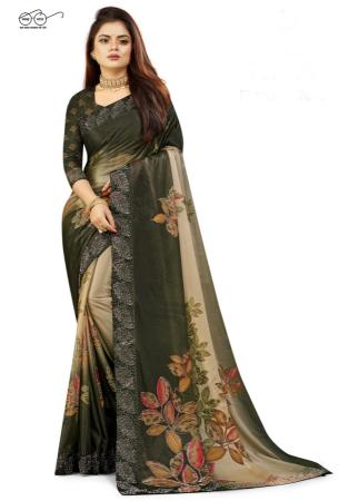 Picture of Comely Lycra Dark Olive Green Saree