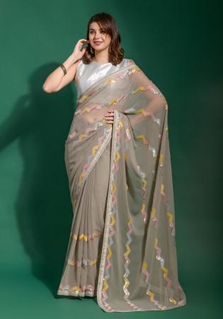 Picture of Lovely Georgette Grey Saree