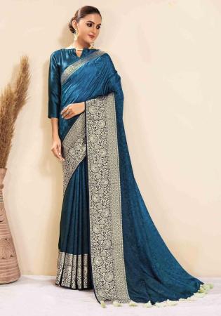 Picture of Elegant Silk Steel Blue Saree