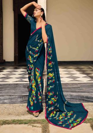 Picture of Enticing Georgette Midnight Blue Saree