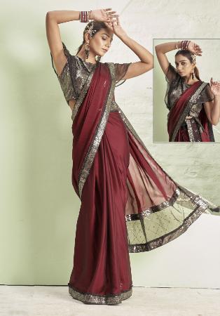 Picture of Sublime Lycra Maroon Saree