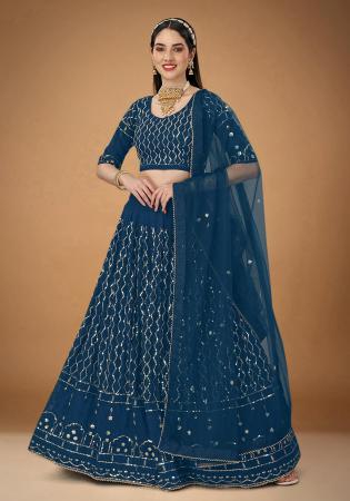 Picture of Magnificent Georgette Midnight Blue Lehenga Choli