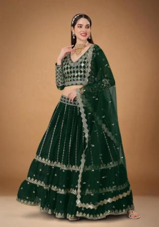 Picture of Enticing Georgette Forest Green Lehenga Choli