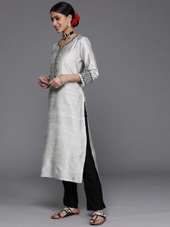 Picture of Cotton & Silk Silver Readymade Salwar Kameez