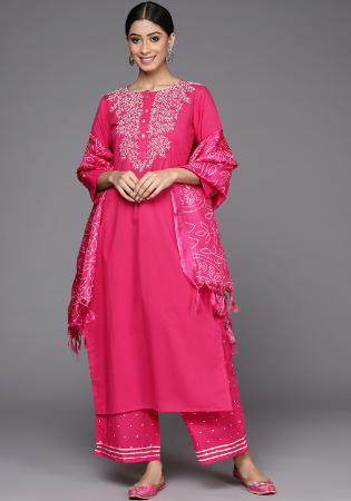 Picture of Cotton & Silk Deep Pink Readymade Salwar Kameez