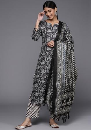 Picture of Cotton & Silk Dark Slate Grey Readymade Salwar Kameez