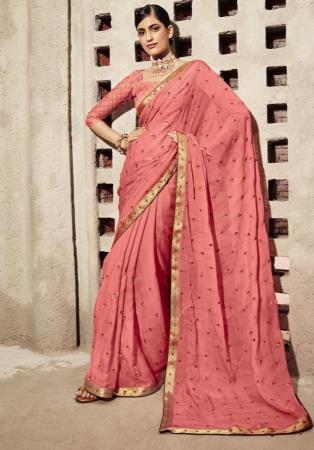 Picture of Resplendent Chiffon Pale Violet Red Saree