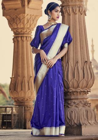 Picture of Wonderful Satin & Silk Dark Slate Blue Saree