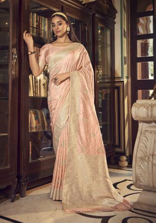 Picture of Charming Satin & Silk Pale Golden Rod Saree
