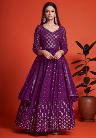 Picture of Classy Georgette Purple Party Wear Gown