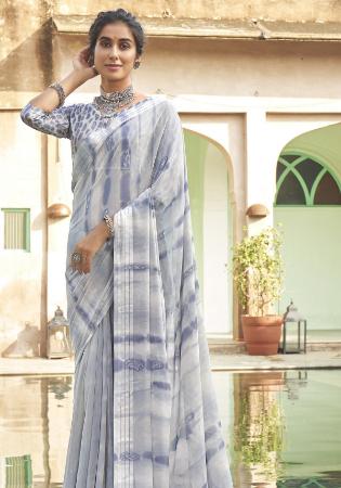 Picture of Appealing Georgette Light Slate Grey Saree