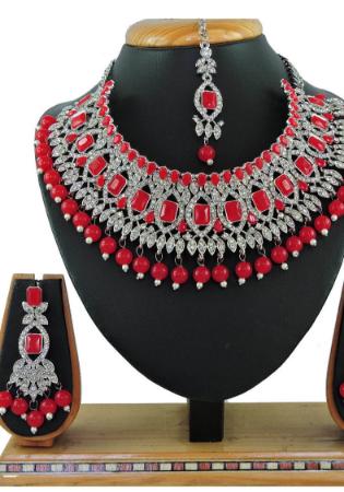 Picture of Lovely Fire Brick Necklace Set