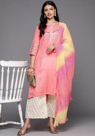 Picture of Well Formed Cotton & Silk Light Pink Kurtis And Tunic