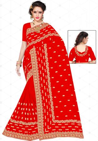 Picture of Marvelous Georgette Red Saree