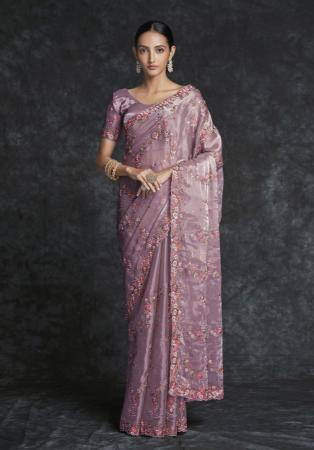 Picture of Magnificent Organza Rosy Brown Saree