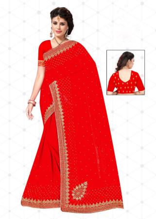 Picture of Comely Georgette Red Saree