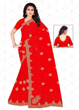 Picture of Wonderful Georgette Red Saree