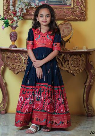 Picture of Exquisite Silk Midnight Blue Kids Gown