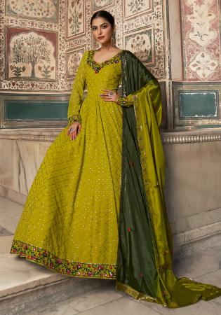 Picture of Excellent Georgette Olive Party Wear Gown