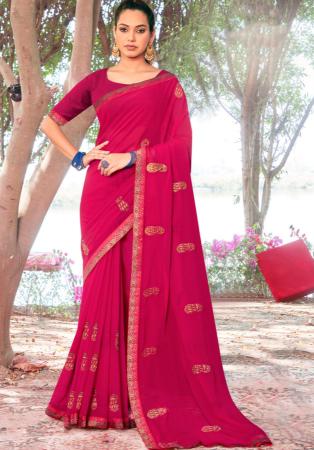 Picture of Delightful Georgette Deep Pink Saree