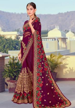 Picture of Fascinating Georgette Saddle Brown Saree