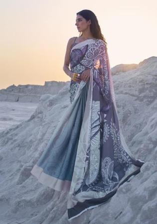 Picture of Shapely Crepe & Satin Midnight Blue Saree