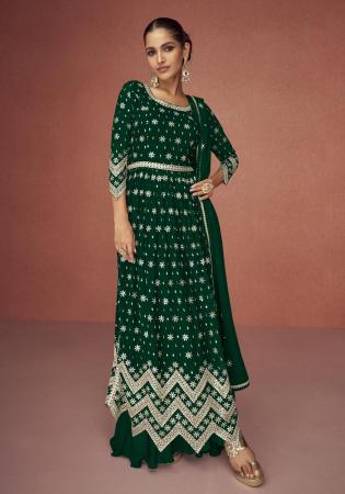 Picture of Gorgeous Georgette Dark Green Anarkali Salwar Kameez