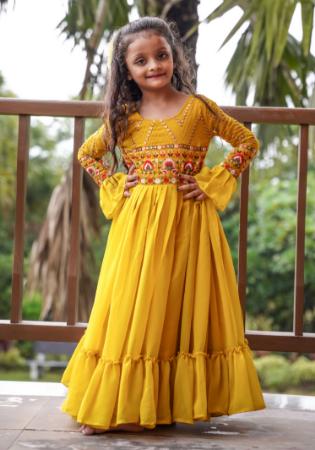 Picture of Pleasing Georgette Yellow Kids Gown