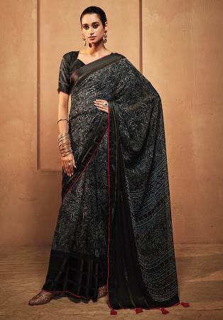 Picture of Lovely Georgette Black Saree