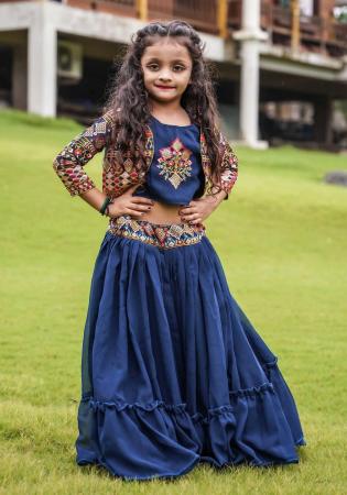 Picture of Bewitching Georgette Midnight Blue Kids Lehenga Choli