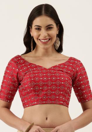 Picture of Excellent Silk Indian Red Designer Blouse