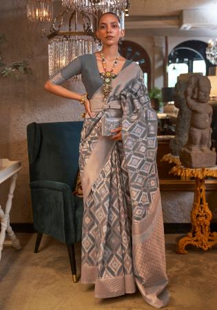 Picture of Magnificent Linen Slate Grey Saree