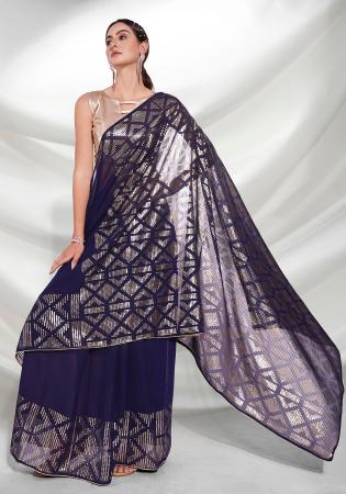 Picture of Nice Georgette Midnight Blue Saree