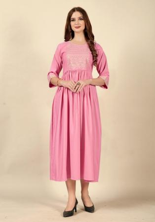 Picture of Ideal Rayon & Cotton Light Pink Kurtis And Tunic
