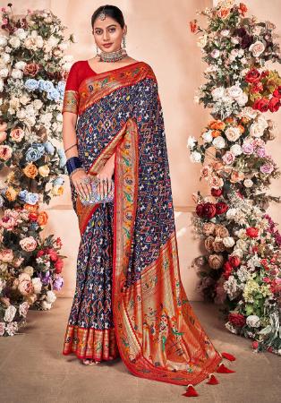 Picture of Alluring Silk Navy Blue Saree
